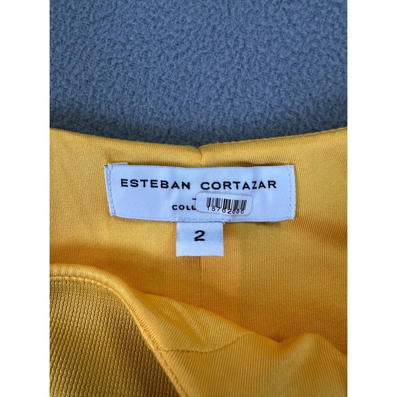 Esteban Cortazar Dress Womens Size 2 Yellow Fit Flare 60s 50s Retro Style - Picture 10 of 11